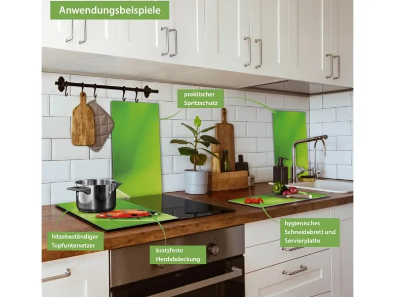 Banjado Herdabdeckplatte Glas 2 Teilig Je 30x52CM Schneidebrett Herdabdeckung Mit Motiv Marienkäfer