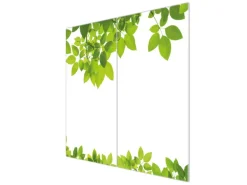 Banjado Herdabdeckplatte Glas 2 Teilig Je 30x52CM Schneidebrett Herdabdeckung Mit Motiv Rahmen Blätter