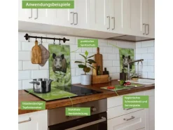 Banjado Herdabdeckplatte Glas 2 Teilig Je 30x52CM Schneidebrett Herdabdeckung Mit Motiv Wildschwein