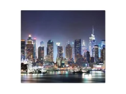 Banjado Herdabdeckplatte Glas 1 Teilig 60x52CM Schneidebrett Herdabdeckung Mit Motiv New York