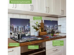 Banjado Herdabdeckplatte Glas 1 Teilig 60x52CM Schneidebrett Herdabdeckung Mit Motiv New York