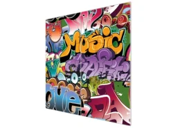 Banjado Herdabdeckplatte Glas 2 Teilig Je 30x52CM Schneidebrett Herdabdeckung Mit Motiv Graffiti