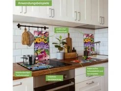 Banjado Herdabdeckplatte Glas 2 Teilig Je 30x52CM Schneidebrett Herdabdeckung Mit Motiv Graffiti