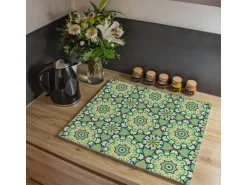 Banjado Herdabdeckplatte Glas 1 Teilig 60x52CM Schneidebrett Herdabdeckung Mit Motiv Kaleidoscop Grün