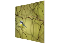 Banjado Herdabdeckplatte Glas 1 Teilig 60x52CM Schneidebrett Herdabdeckung Mit Motiv Blaumeise Im Baum