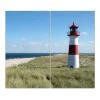 Banjado Herdabdeckplatte Glas 2 Teilig Je 30x52CM Schneidebrett Herdabdeckung Mit Motiv Leuchtturm
