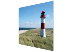 Banjado Herdabdeckplatte Glas 2 Teilig Je 30x52CM Schneidebrett Herdabdeckung Mit Motiv Leuchtturm