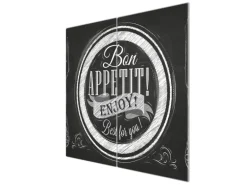 Banjado Herdabdeckplatte Glas 2 Teilig Je 30x52CM Schneidebrett Herdabdeckung Mit Motiv Bon Appetit