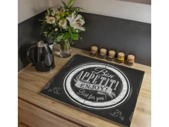 Banjado Herdabdeckplatte Glas 2 Teilig Je 30x52CM Schneidebrett Herdabdeckung Mit Motiv Bon Appetit