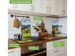 Banjado Herdabdeckplatte Glas 2 Teilig Je 30x52CM Schneidebrett Herdabdeckung Mit Motiv Berchtesgadener Land