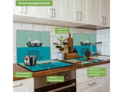 Banjado Herdabdeckplatte Glas 1 Teilig 60x52CM Schneidebrett Herdabdeckung Mit Motiv Rettet Die Wale