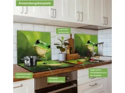 Banjado Herdabdeckplatte Glas 1 Teilig 60x52CM Schneidebrett Herdabdeckung Mit Motiv Frosch