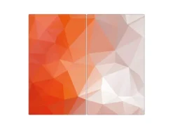 Banjado Herdabdeckplatte Glas 2 Teilig Je 30x52CM Schneidebrett Herdabdeckung Mit Motiv Orange Polygon