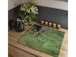 Banjado Herdabdeckplatte Glas 1 Teilig 60x52CM Schneidebrett Herdabdeckung Mit Motiv Reh