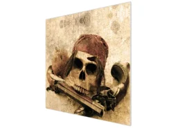 Banjado Herdabdeckplatte Glas 1 Teilig 60x52CM Schneidebrett Herdabdeckung Mit Motiv Pirat