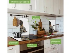 Banjado Herdabdeckplatte Glas 2 Teilig Je 30x52CM Schneidebrett Herdabdeckung Mit Motiv Dackel