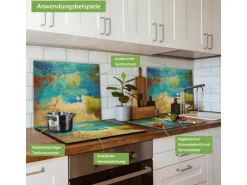 Banjado Herdabdeckplatte Glas 1 Teilig 60x52CM Schneidebrett Herdabdeckung Mit Motiv Patina