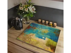 Banjado Herdabdeckplatte Glas 1 Teilig 60x52CM Schneidebrett Herdabdeckung Mit Motiv Patina