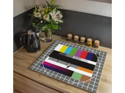 Banjado Herdabdeckplatte Glas 1 Teilig 60x52CM Schneidebrett Herdabdeckung Mit Motiv Testbild