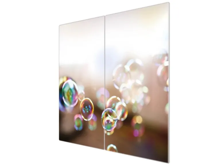 Banjado Herdabdeckplatte Glas 2 Teilig Je 30x52CM Schneidebrett Herdabdeckung Mit Motiv Seifenblasen