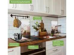 Banjado Herdabdeckplatte Glas 2 Teilig Je 30x52CM Schneidebrett Herdabdeckung Mit Motiv Seifenblasen