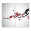 Banjado Herdabdeckplatte Glas 2 Teilig Je 30x52CM Schneidebrett Herdabdeckung Mit Motiv Japanische Blüten 2