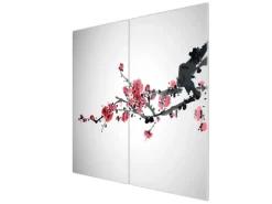 Banjado Herdabdeckplatte Glas 2 Teilig Je 30x52CM Schneidebrett Herdabdeckung Mit Motiv Japanische Blüten 2