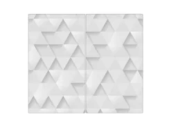 Banjado Herdabdeckplatte Glas 2 Teilig Je 30x52CM Schneidebrett Herdabdeckung Mit Motiv Weisse Dreiecke