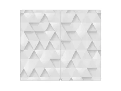 Banjado Herdabdeckplatte Glas 2 Teilig Je 30x52CM Schneidebrett Herdabdeckung Mit Motiv Weisse Dreiecke