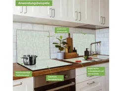 Banjado Herdabdeckplatte Glas 1 Teilig 60x52CM Schneidebrett Herdabdeckung Mit Motiv Vintage Ranke