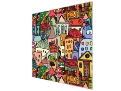 Banjado Herdabdeckplatte Glas 2 Teilig Je 30x52CM Schneidebrett Herdabdeckung Mit Motiv Funky Town