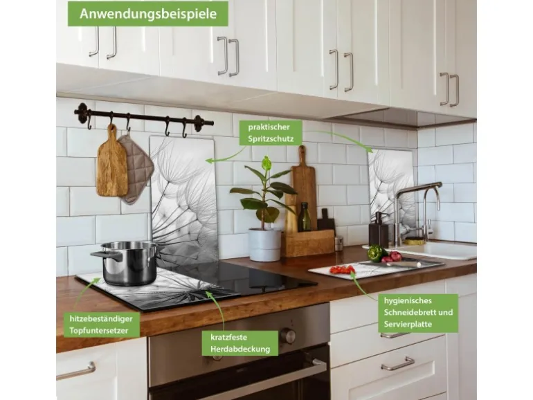 Banjado Herdabdeckplatte Glas 2 Teilig Je 30x52CM Schneidebrett Herdabdeckung Mit Motiv Ready For Takeoff