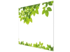 Banjado Herdabdeckplatte Glas 1 Teilig 60x52CM Schneidebrett Herdabdeckung Mit Motiv Rahmen Blätter