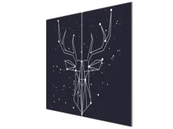 Banjado Herdabdeckplatte Glas 2 Teilig Je 30x52CM Schneidebrett Herdabdeckung Mit Motiv Sternbild Hirsch