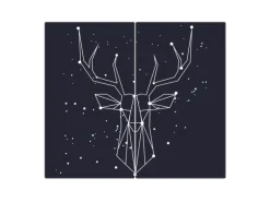 Banjado Herdabdeckplatte Glas 2 Teilig Je 30x52CM Schneidebrett Herdabdeckung Mit Motiv Sternbild Hirsch
