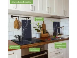 Banjado Herdabdeckplatte Glas 2 Teilig Je 30x52CM Schneidebrett Herdabdeckung Mit Motiv Sternbild Hirsch