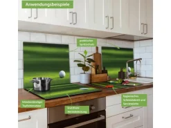 Banjado Herdabdeckplatte Glas 1 Teilig 60x52CM Schneidebrett Herdabdeckung Mit Motiv Einsamer Golfball