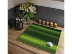 Banjado Herdabdeckplatte Glas 1 Teilig 60x52CM Schneidebrett Herdabdeckung Mit Motiv Einsamer Golfball