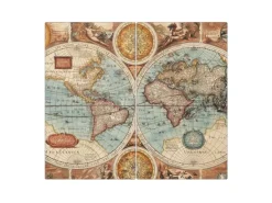 Banjado Herdabdeckplatte Glas 2 Teilig Je 30x52CM Schneidebrett Herdabdeckung Mit Motiv Historische Weltkarte