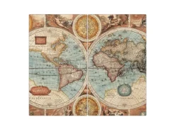 Banjado Herdabdeckplatte Glas 2 Teilig Je 30x52CM Schneidebrett Herdabdeckung Mit Motiv Historische Weltkarte