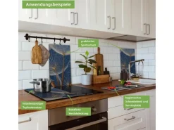 Banjado Herdabdeckplatte Glas 2 Teilig Je 30x52CM Schneidebrett Herdabdeckung Mit Motiv Verblüht