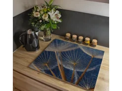 Banjado Herdabdeckplatte Glas 2 Teilig Je 30x52CM Schneidebrett Herdabdeckung Mit Motiv Verblüht