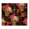 Banjado Herdabdeckplatte Glas 2 Teilig Je 30x52CM Schneidebrett Herdabdeckung Mit Motiv Los Dias De Muertos