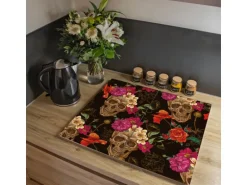 Banjado Herdabdeckplatte Glas 2 Teilig Je 30x52CM Schneidebrett Herdabdeckung Mit Motiv Los Dias De Muertos