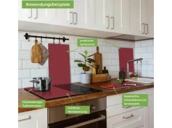 Banjado Herdabdeckplatte Glas 2 Teilig Je 30x52CM Schneidebrett Herdabdeckung Mit Motiv Burgund