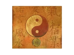 Banjado Herdabdeckplatte Glas 1 Teilig 60x52CM Schneidebrett Herdabdeckung Mit Motiv Yin Yang