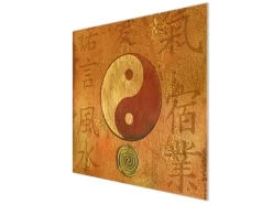 Banjado Herdabdeckplatte Glas 1 Teilig 60x52CM Schneidebrett Herdabdeckung Mit Motiv Yin Yang