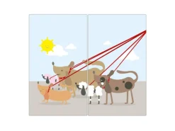 Banjado Herdabdeckplatte Glas 2 Teilig Je 30x52CM Schneidebrett Herdabdeckung Mit Motiv Gassi Gehen