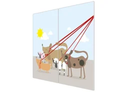 Banjado Herdabdeckplatte Glas 2 Teilig Je 30x52CM Schneidebrett Herdabdeckung Mit Motiv Gassi Gehen