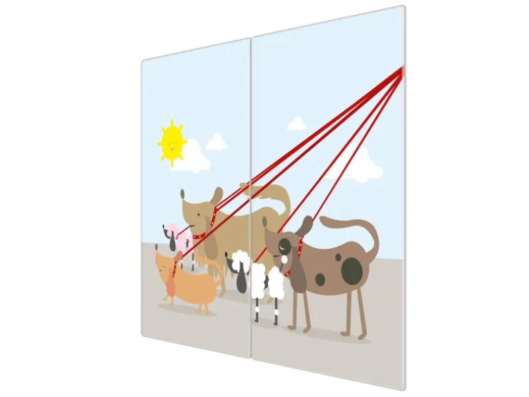 Banjado Herdabdeckplatte Glas 2 Teilig Je 30x52CM Schneidebrett Herdabdeckung Mit Motiv Gassi Gehen